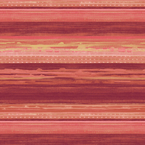 Boho Rhapsody Cranberry and Blonde Horizon Brushed Stripe Unpasted Wallpaper, image 1