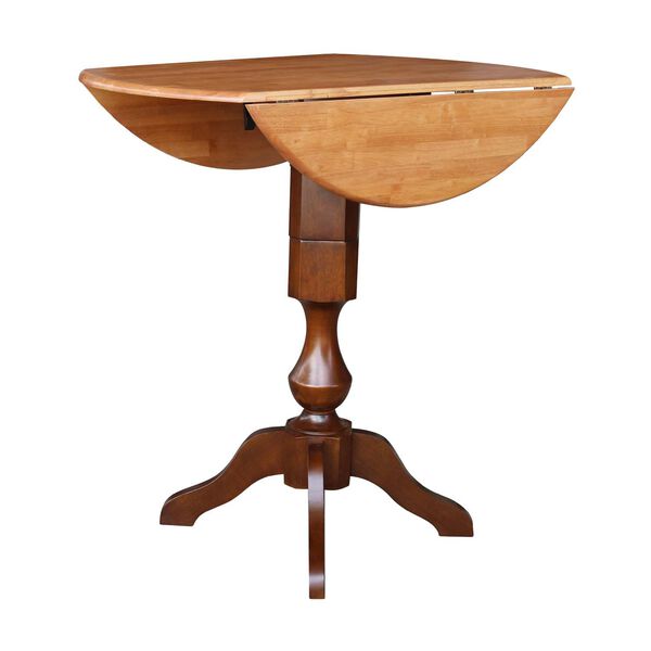 Cinnamon and Espresso 42-Inch High Round Pedestal Dual Drop Leaf Table, image 4