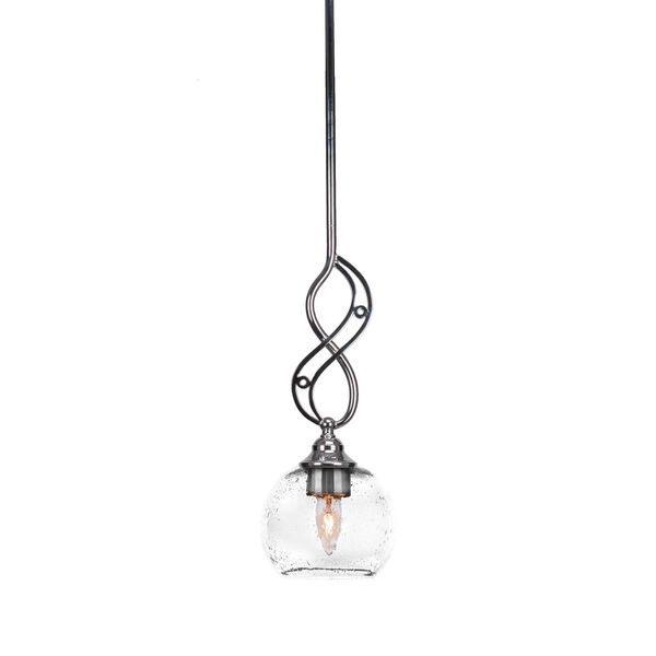 Jazz Chrome One-Light Mini Pendant with Six-Inch Dome Clear Bubble Glass, image 1