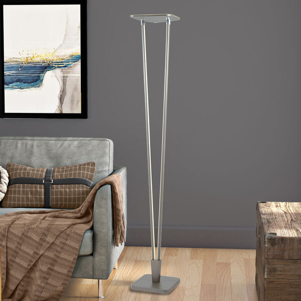 Russo Silver Two-Light LED Torch Floor Lamp, image 1
