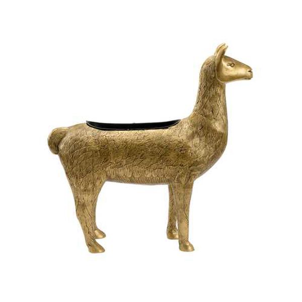 Antique Brass Drama Llama Planter, image 2