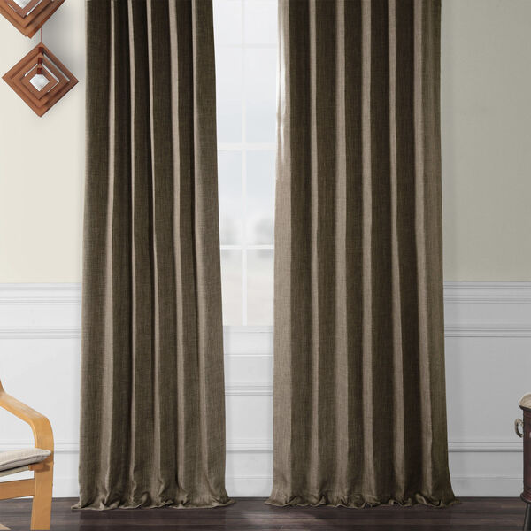 Faux Linen Blackout Brown 50 x 84 In. Curtain Single Panel, image 6