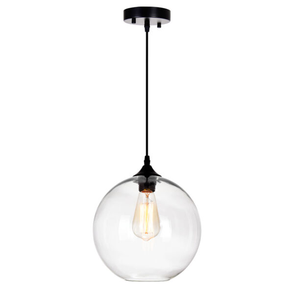 Black One-Light 10-Inch Pendant with Transparent Glass, image 1