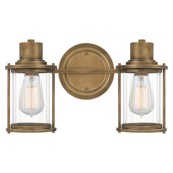 Riggs Weathered Brass Two-Light Bath Vanity, image 1