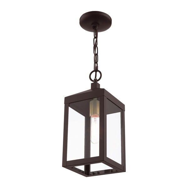 Nyack Bronze and Antique Brass Cluster One-Light Outdoor Pendant Lantern, image 6