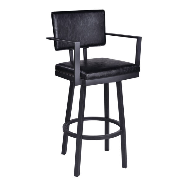 Balboa Vintage Black 26-Inch Counter Stool with Arms, image 1