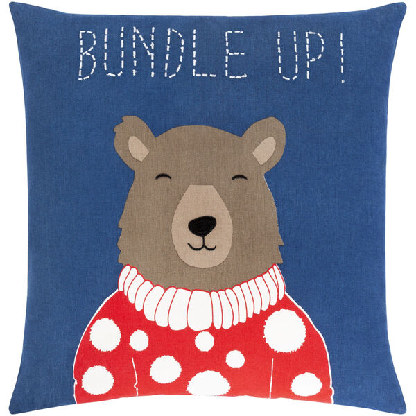 Bundle Up Bear Navy 22-Inch Throw Pillow, image 1