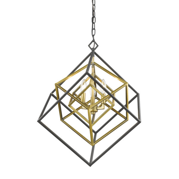 Euclid Olde Brass and Bronze Three-Light Chandelier, image 4