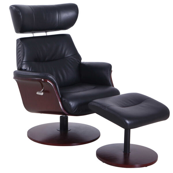 Loring Merlot Black Air Leather Manual Recliner with Ottoman, image 3