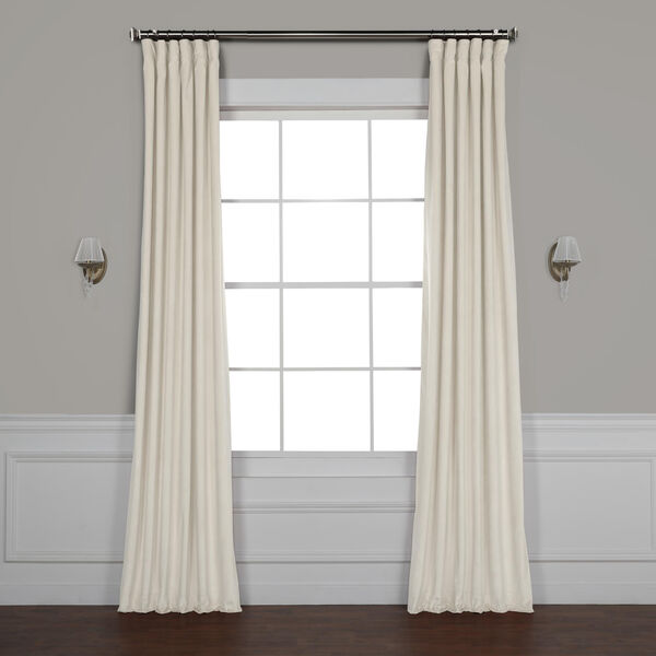 Light Beige 120 x 50 In. Plush Velvet Curtain Single Panel, image 1