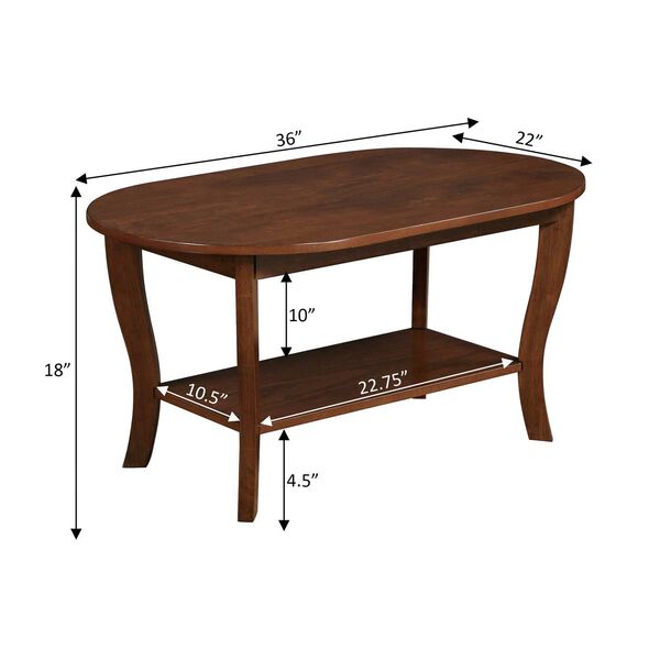 American Heritage Espresso Oval Coffee Table with Shelf, image 3