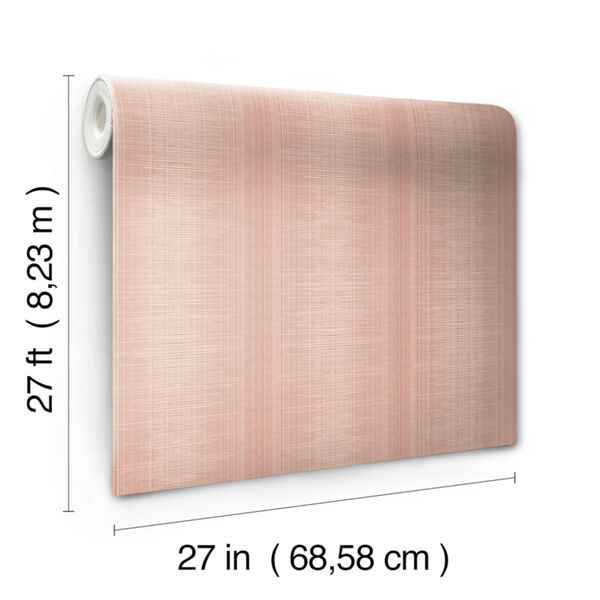 Handpainted  Coral Silk Weave Stripe Wallpaper, image 4