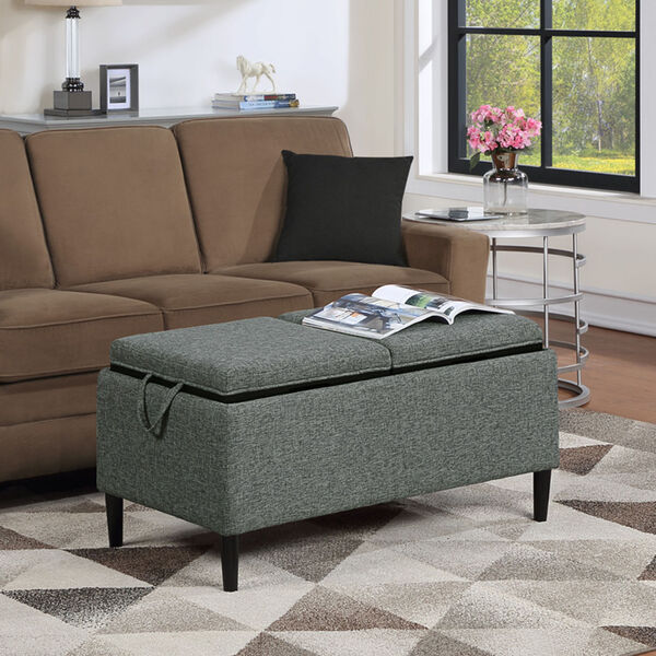 Designs4Comfort Light Charcoal Gray Fabric Magnolia Storage Ottoman with Reversible Trays, image 1