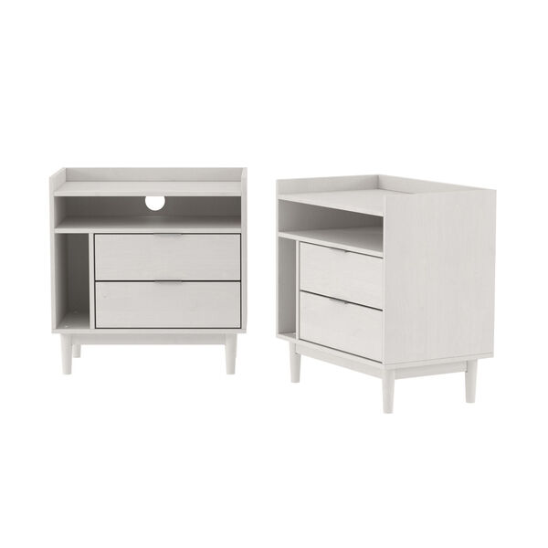 Lee White Solid Wood Two-Drawer Night Stand with Gallery, Set of Two, image 4