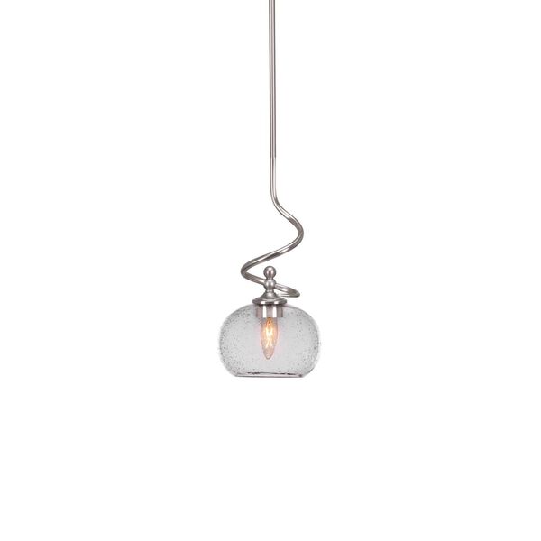 Capri Brushed Nickel One-Light Mini Pendant with Seven-Inch Clear Bubble Glass, image 1