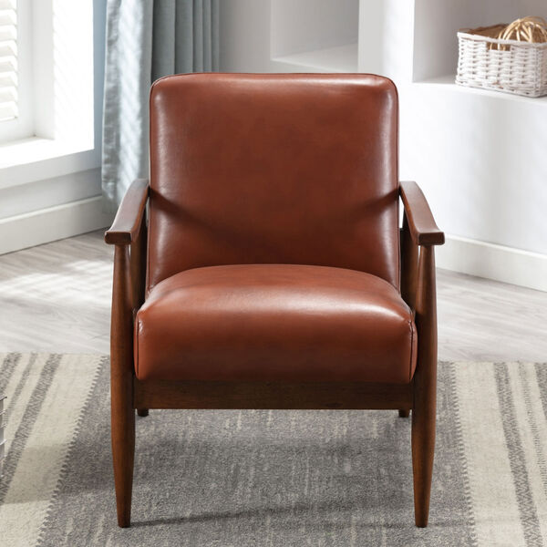 Austin Caramel and Walnut Wooden Base Accent Chair, image 2
