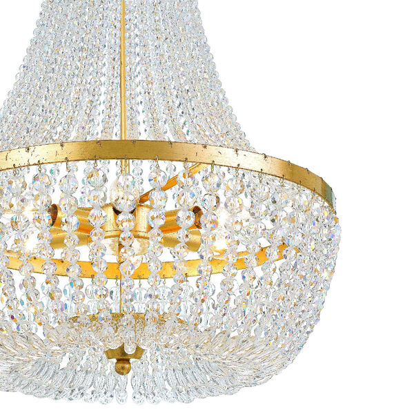 Rylee Antique Gold Six Light Chandelier with Hand Cut Faceted Crystal Beads, image 3