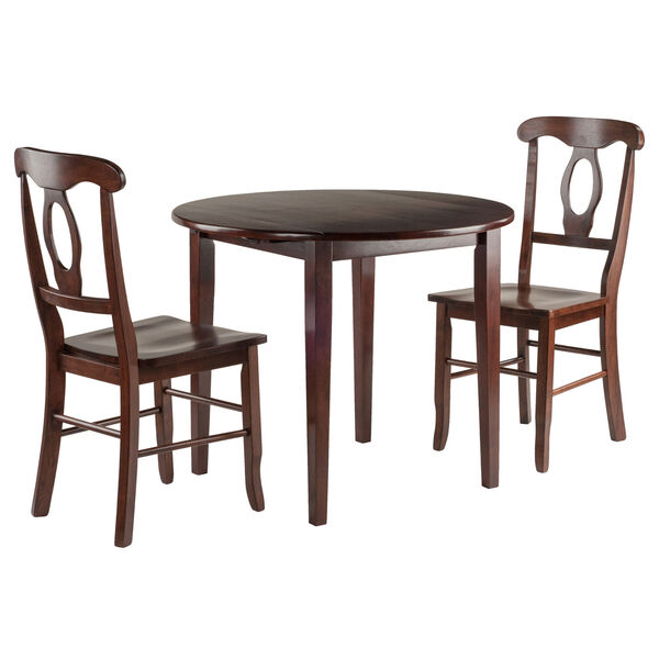 Clayton Walnut Three-Piece Drop Leaf Table and Two Chairs, image 1