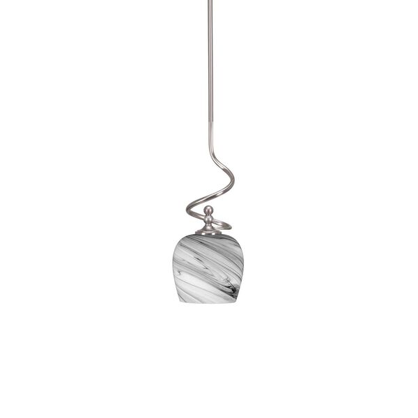 Capri Brushed Nickel One-Light Mini Pendant with Onyx Swirl Glass, image 1