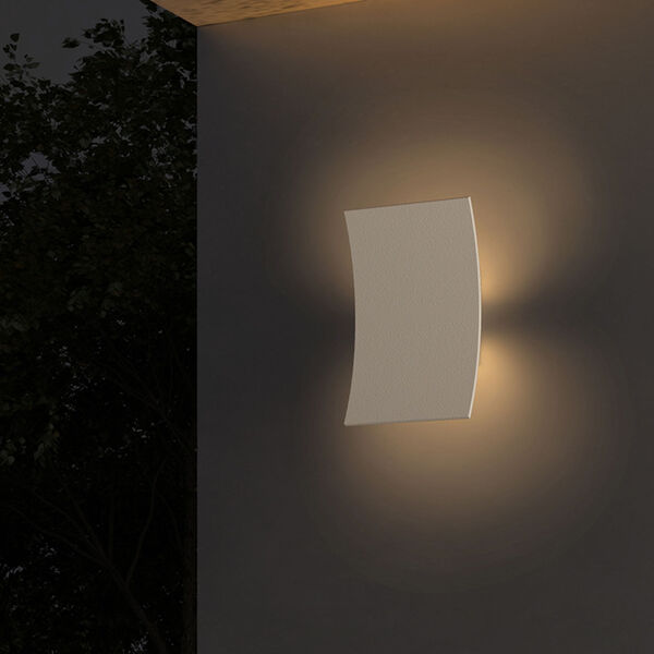 Inside-Out Curved Shield Textured Gray LED Wall Sconce, image 2