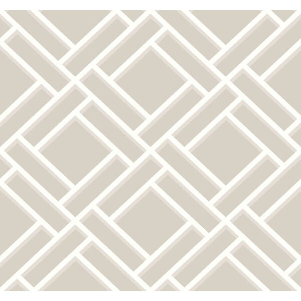 Lillian August Luxe Retreat Cove Gray and Fog Block Trellis Unpasted Wallpaper, image 2