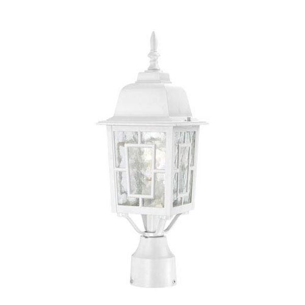 Banyon White Finish One Light Outdoor Post Mount with Clear Water Glass, image 1