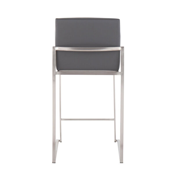 Fuji Stainless Steel and Grey High Back Counter Stool, Set of 2, image 5