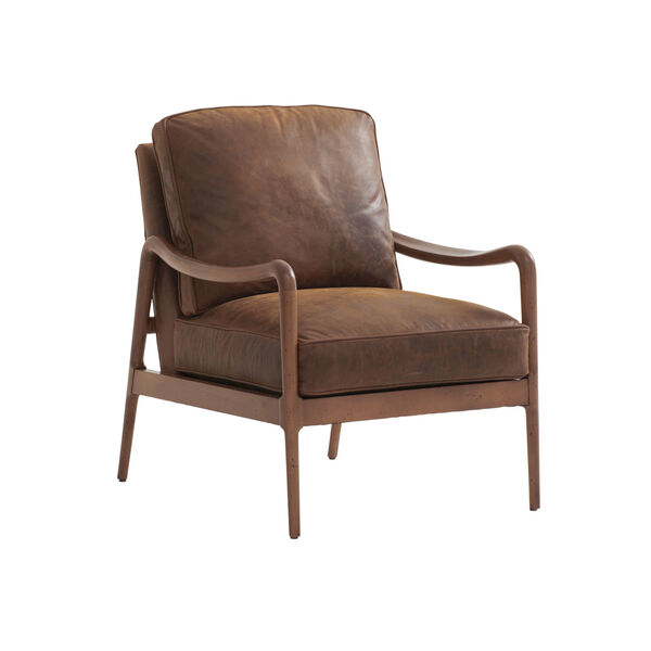 Upholstery Brown Leblanc Leather Chair, image 1