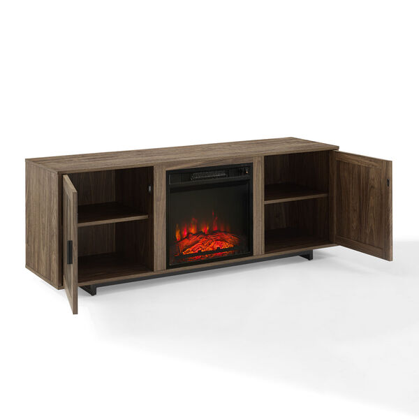 Silas Walnut 58-Inch Low Profile TV Stand with Fireplace, image 4