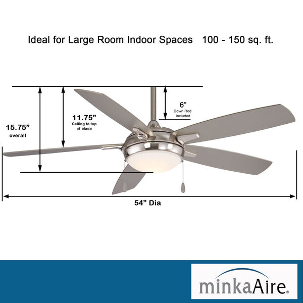 Lun-Aire Brushed Nickel LED Ceiling Fan, image 10