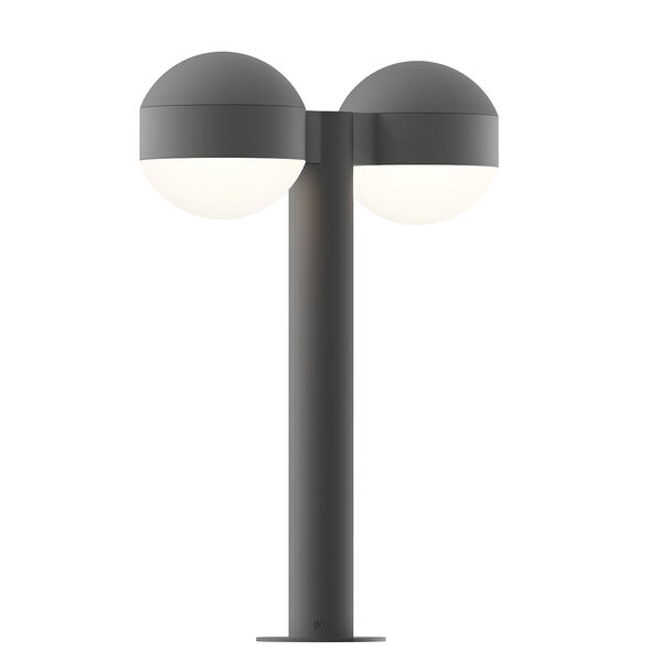 Inside-Out REALS Textured Gray 16-Inch LED Double Bollard with Dome Lens and Dome Cap with Frosted White Lens, image 1