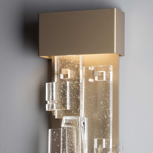 Art + Alchemy Gold Integrated LED Wall Sconce with Seeded Clear Glass, image 3