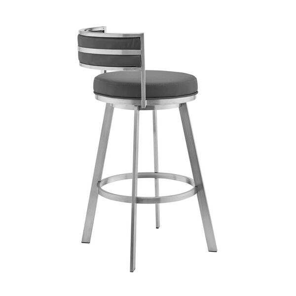 Roman Brushed Stainless Steel Gray Counter Stool, image 4