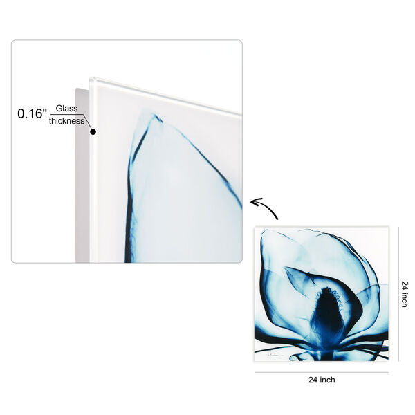 Blue Magnolia Frameless Free Floating Tempered Glass Graphic Wall Art, image 4