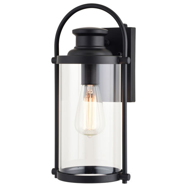 Winfield Matte Black Six-Inch One-Light Outdoor Wall Lantern with Clear Cylinder Glass, image 1