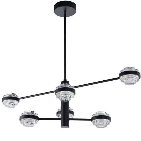 Milano Black Adjustable Six-Light Integrated LED Chandelier, image 1