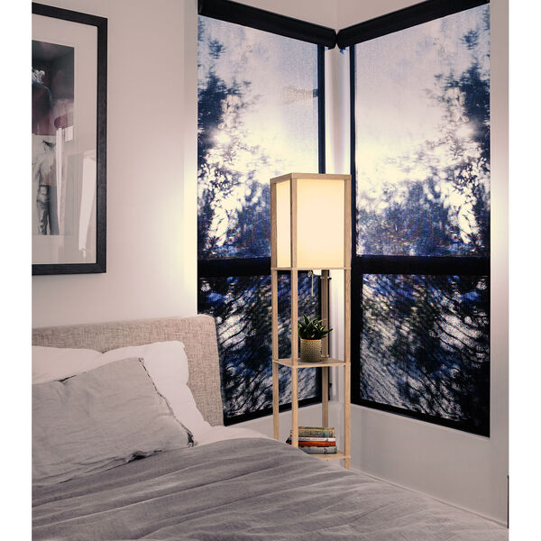 Maxwell Rustic Wood LED Floor Lamp with Shelf, image 6
