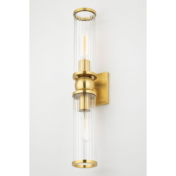 Malone Aged Brass Two-Light ADA Wall Sconce with Clear Shade, image 6