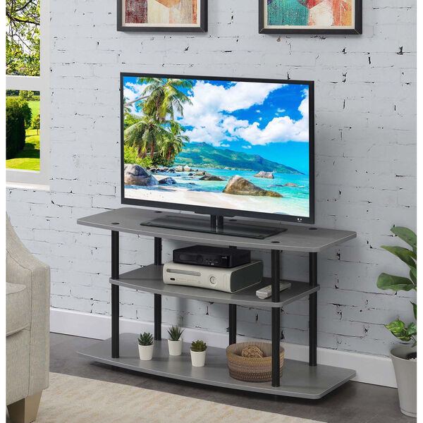 Designs2Go Gray Black Three-Tier Wide TV Stand, image 2