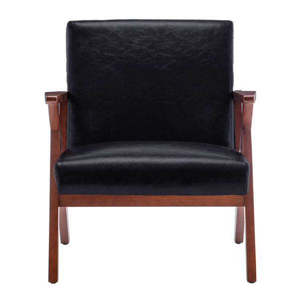 Take A Seat Black Faux Leather Espresso Cliff Accent Chair, image 3