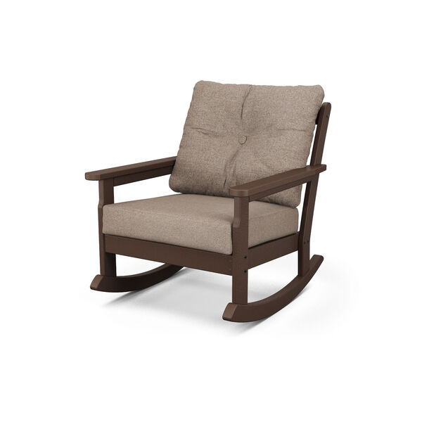 Vineyard Mahogany and Spiced Burlap Deep Seating Rocking Chair, image 1