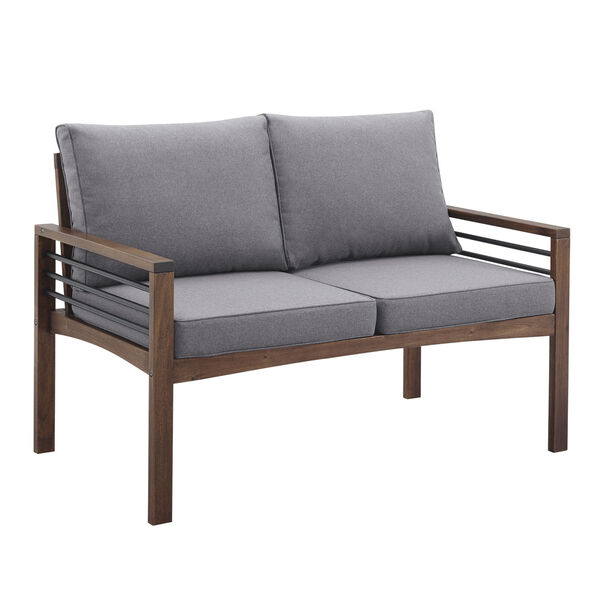 Pearson Gray and Dark Brown Outdoor Loveseat, image 1