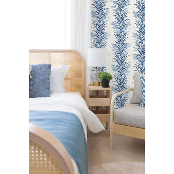 NextWall Blue Leaf Stripe Peel and Stick Wallpaper, image 1