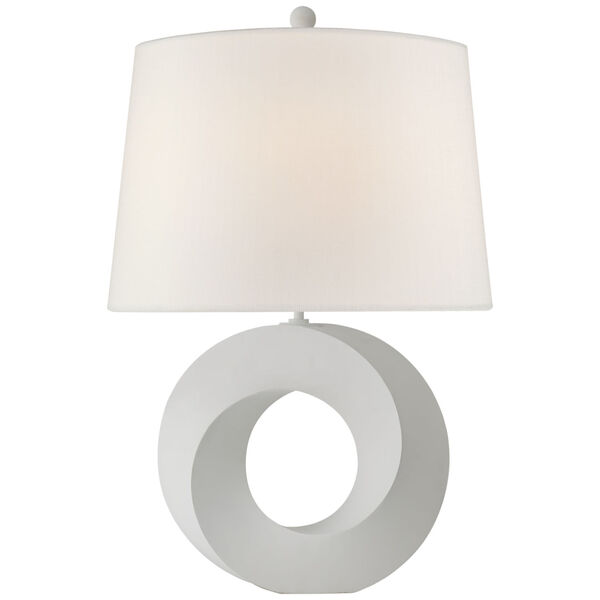 Mobius Medium Table Lamp in Matte White with Linen Shade by Chapman  and  Myers, image 1