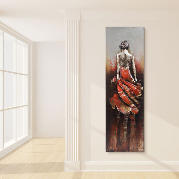 Lady in Red Mixed Media Iron Hand Painted Dimensional Wall Art, image 4
