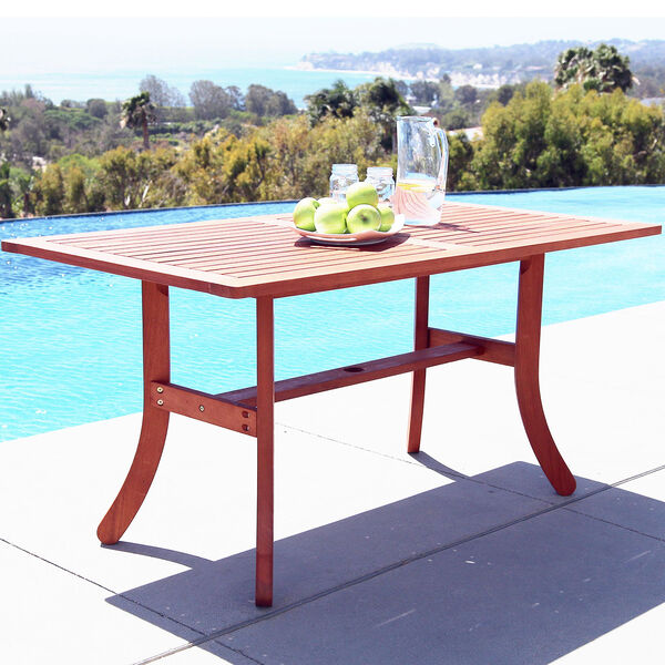 Malibu Outdoor 7-piece Wood Patio Dining Set with Curvy Leg Table, image 3