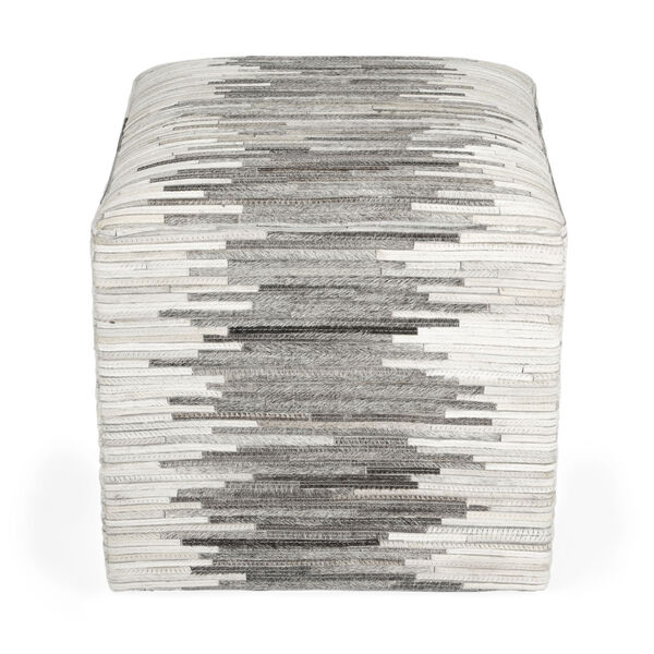 Victorian White and Gray Hair on Hide Pouf, image 2