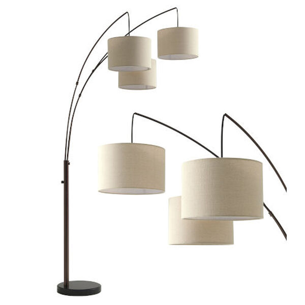 Trilage Bronze Three-Light LED Floor Lamp, image 1
