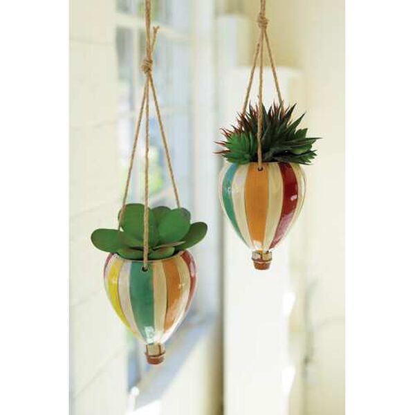 Ceramic Hot Air Balloon Hanging Planters, Set of Two, image 1