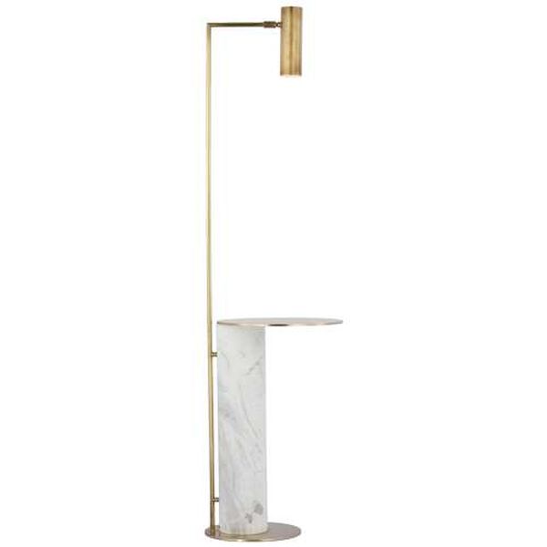Alma Burnished Brass One-Light Tray Table Floor Lamp with White Marble by Kelly Wearstler, image 1